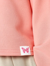 Young Girls Comfy Crop Fit Flare Sleeve Sweatshirts With Small Embroidery Pattern